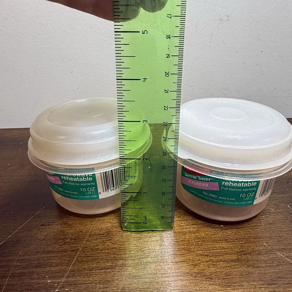 2 Vtg. Rubbermaid Servin Saver 1 Cup #6 Storage Container Almond Lids NOS 1991